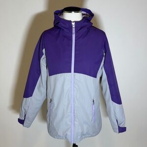 Lands End Girls Size XL 16 Hooded Winter Ski Snow Jacket Coat Waterproof Purple
